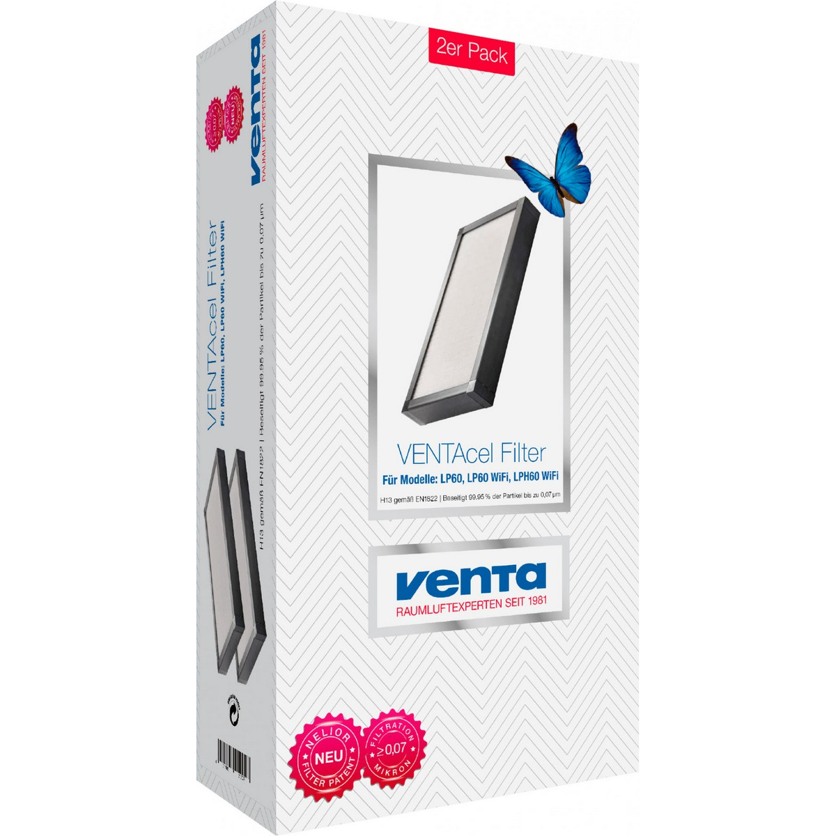 Фильтр тонкой очистки 2 шт PREMIUM VENTAcel H13 "Nelior" для VENTA LP60/LPH60/AP902/AH902 (0,07 мкм) (2120200)